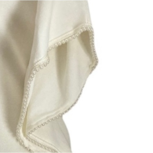 Leo & Ugo Paris Pearl Trim Knit Top in Ivory - Picture 6 of 13